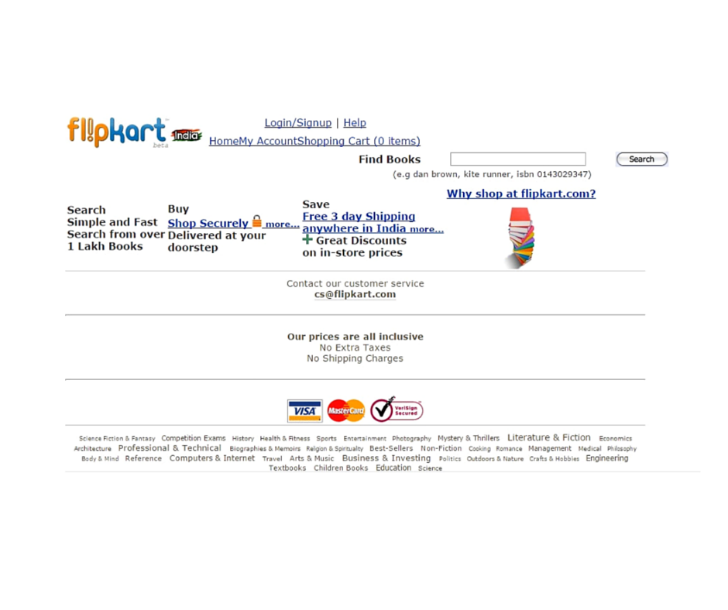 Flipkart website circa 2008 first customer