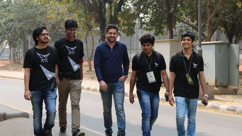 Binny Bansal with IIT Delhi students during a visit in February 2016