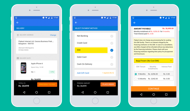 iphone on emi flipkart
