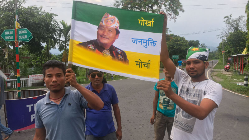 Gorkhaland agitators near Naxalbari
