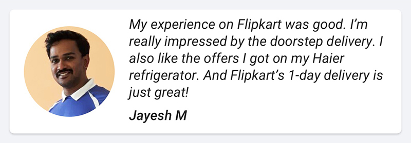 Flipkart Perfect Buy customer testimonial